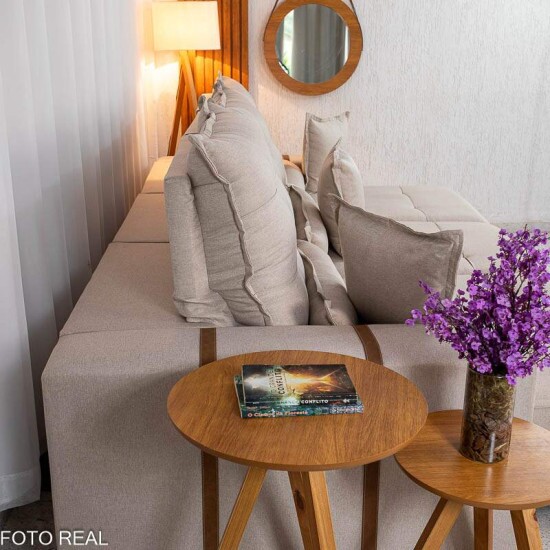 Sof Retrtil Reclinvel Mnaco 3.20m Linho Bege A57 - Molas Ensacadas