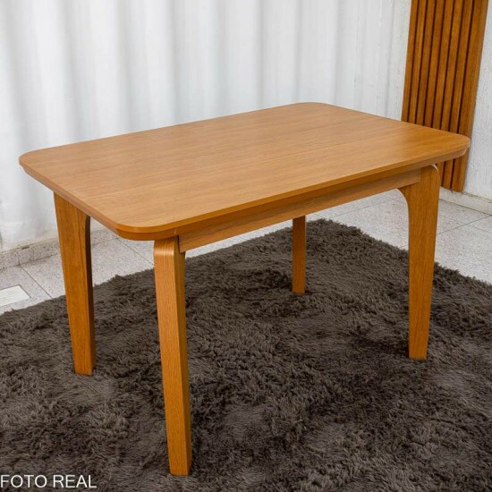 Mesa de Jantar Londrina 120x80 Cinamomo Rufato + 4 Cadeiras Dubai Linho Bege 629 Art Assento - Entregue Montada