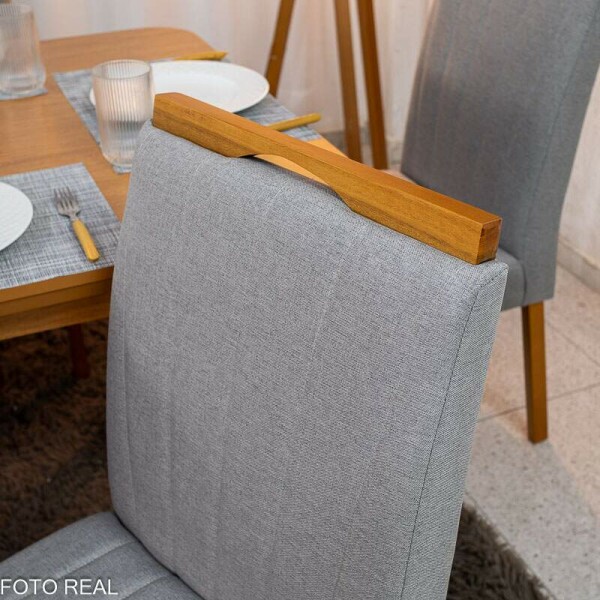 Mesa de Jantar Londrina 180x90 Cinamomo Rufato + 6 Cad. Isabela Linho Cinza 05 Madeira - Art Assento