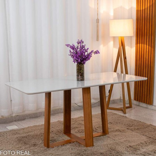 Mesa de Jantar Pedro 160x80 Vidro Off Base Madeira + 6 Cadeiras Lisboa Veludo Preto 504 Art Assento - Entregue Montada