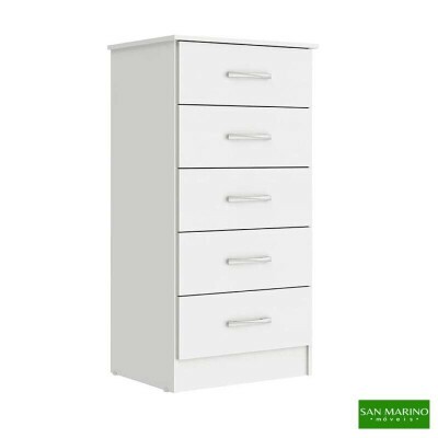 Cmoda Jamile Larg. 0.49m Branco 5 Gavetas - San Marino