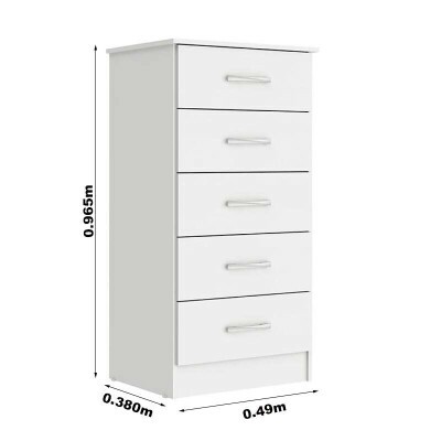 Cmoda Jamile Larg. 0.49m Branco 5 Gavetas - San Marino