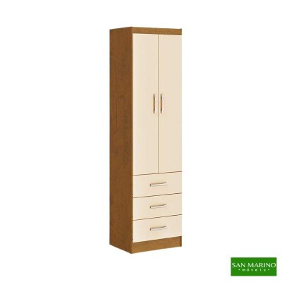 Roupeiro Texas Larg. 0.47m Noce TX/Prola 2 Portas 3 Gavetas - San Marino