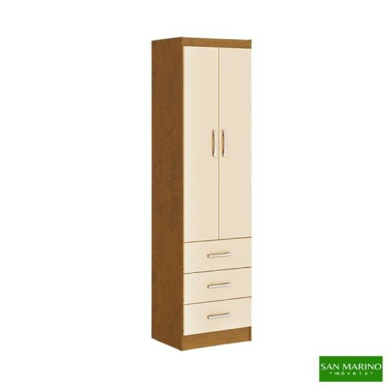 Roupeiro Texas Larg. 0.47m Noce TX/Prola 2 Portas 3 Gavetas - San Marino