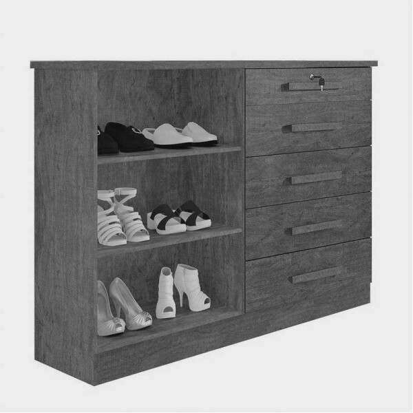 Cmoda New Athos Cinamomo/Off 5 Gavetas e Sapateira Larg. 1.36m - D Doro