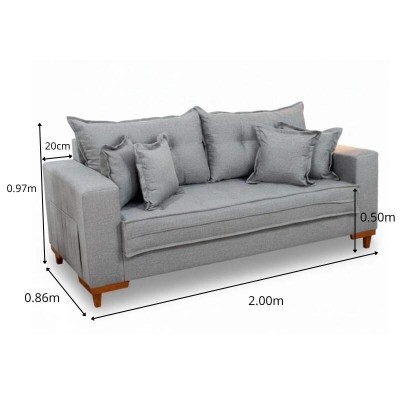 Sof� 3 Lug. Portugal 2.00m Linho Cinza 27
