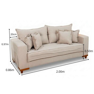 Sof� 3 Lug. Portugal 2.00m Linho Bege 24
