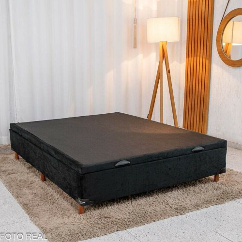 Box Ba Casal Carioca Sued Preto 138x188x40 Blindado - Bioflex