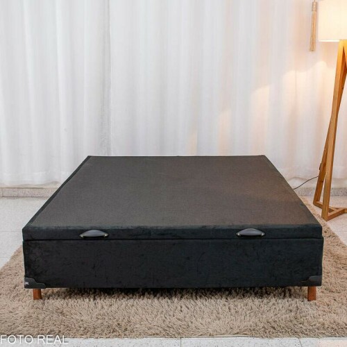 Box Ba Casal Carioca Sued Preto 138x188x40 Blindado - Bioflex