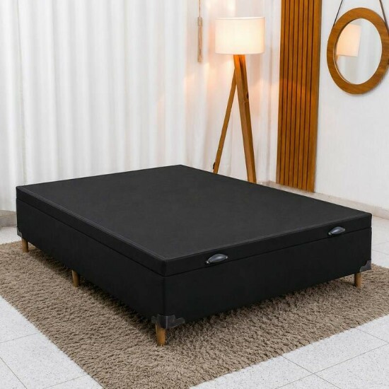 Base Box Ba� Casal Carioca Sued Preto Blindado 138x188x40 cm - Bioflex