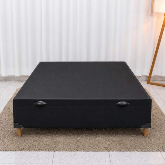 Base Box Ba� Casal Carioca Sued Preto Blindado 138x188x40 cm - Bioflex