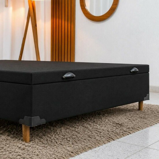 Base Box Ba� Casal Carioca Sued Preto Blindado 138x188x40 cm - Bioflex
