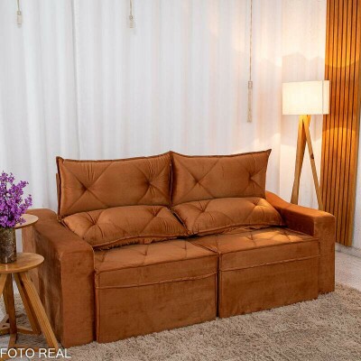 Sof Retrtil Reclinvel Moscou 2.00m Veludo Terracota A62
