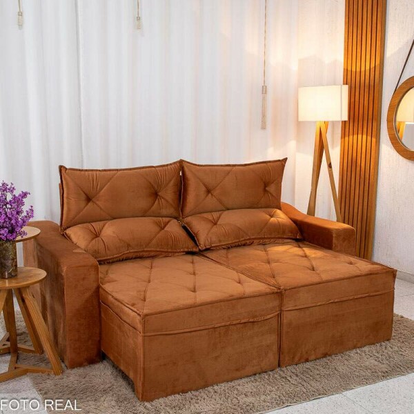 Sof Retrtil Reclinvel Moscou 2.00m Veludo Terracota A62