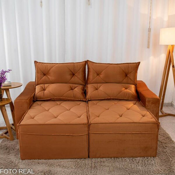 Sof Retrtil Reclinvel Moscou 2.00m Veludo Terracota A62