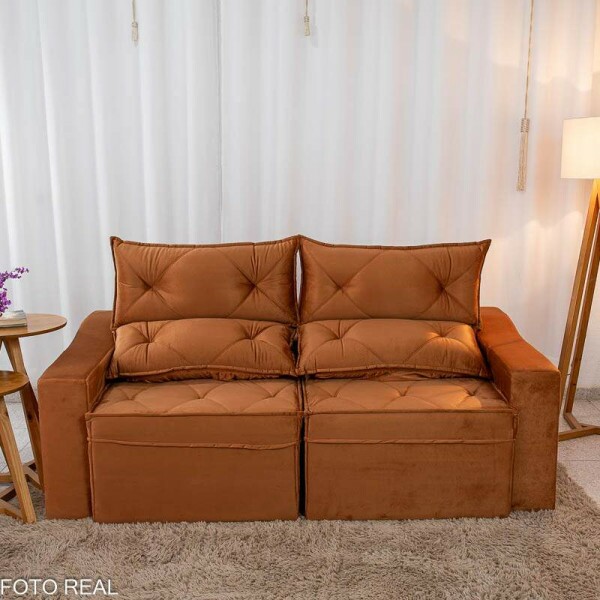 Sof Retrtil Reclinvel Moscou 2.00m Veludo Terracota A62