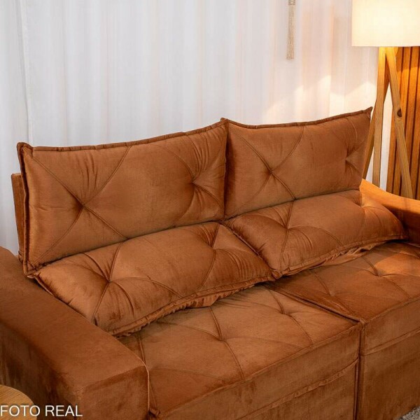 Sof Retrtil Reclinvel Moscou 2.00m Veludo Terracota A62