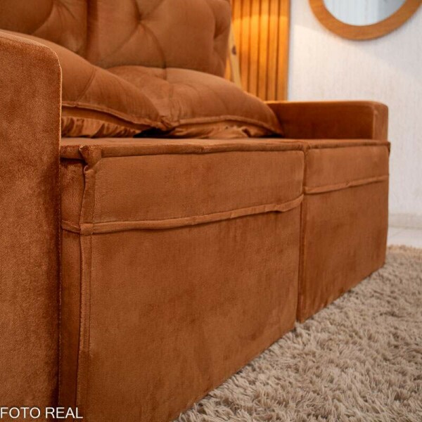 Sof Retrtil Reclinvel Moscou 2.00m Veludo Terracota A62
