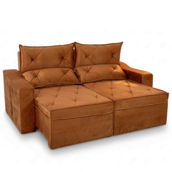 Sof Retrtil Reclinvel Moscou 2.00m Veludo Terracota A62
