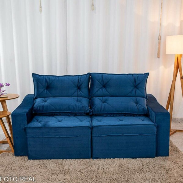 Sof Retrtil Reclinvel Moscou 2.00m Veludo Azul A16