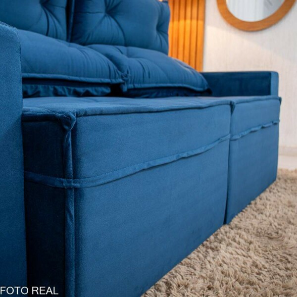 Sof Retrtil Reclinvel Moscou 2.00m Veludo Azul A16