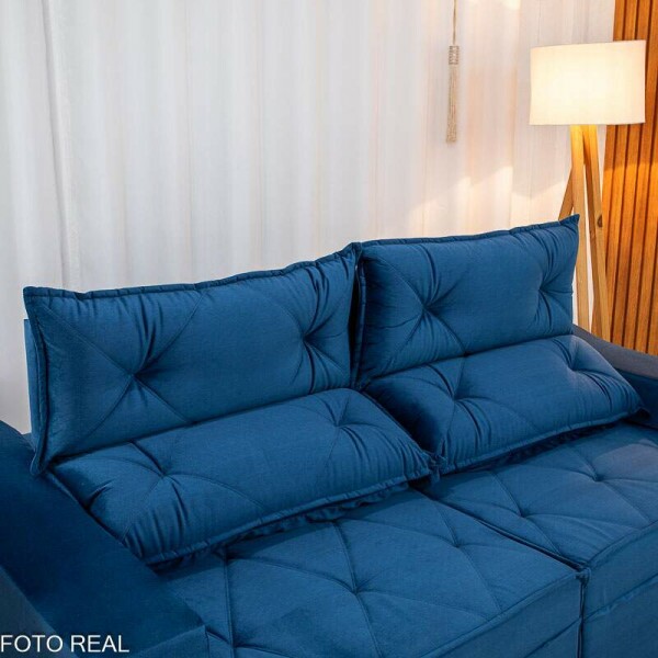 Sof Retrtil Reclinvel Moscou 2.00m Veludo Azul A16