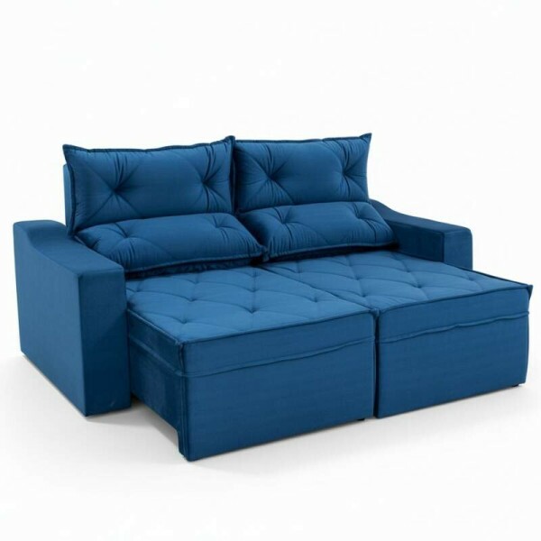 Sof Retrtil Reclinvel Moscou 2.00m Veludo Azul A16
