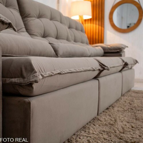 Sof Retrtil Reclinvel Emanuelly 3.20m Veludo Capuccino 02 - D28 Soft