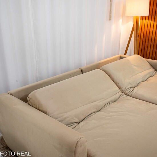 Sof Retrtil Amaranto Premium 2.30m Veludo Bege - Sem Caixa