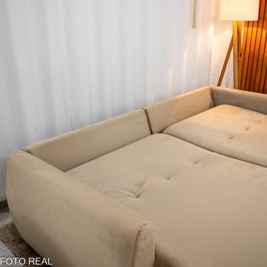 Sof Retrtil Amaranto Premium 2.30m Veludo Bege - Sem Caixa