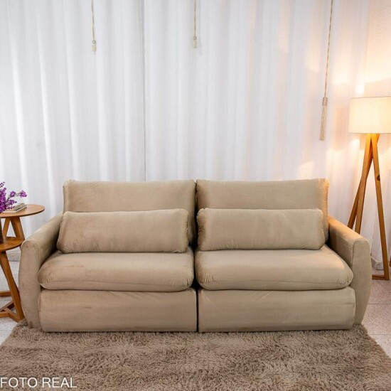 Sof Retrtil Amaranto Premium 2.30m Veludo Bege - Sem Caixa