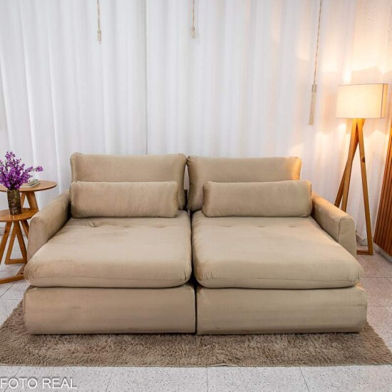 Sof Retrtil Amaranto Premium 2.30m Veludo Bege - Sem Caixa