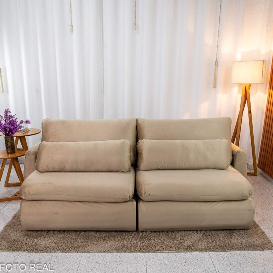 Sof Retrtil Amaranto Premium 2.30m Veludo Bege - Sem Caixa