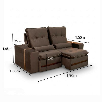 Sof� Retr�til Reclin�vel Montreal 1.90m Veludo Marrom - D33