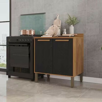 Balco Flrida Larg. 0.80m Cinamomo/Preto 2 Portas - Sallto