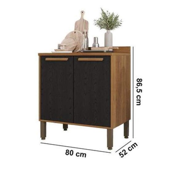 Balco Flrida Larg. 0.80m Cinamomo/Preto 2 Portas - Sallto