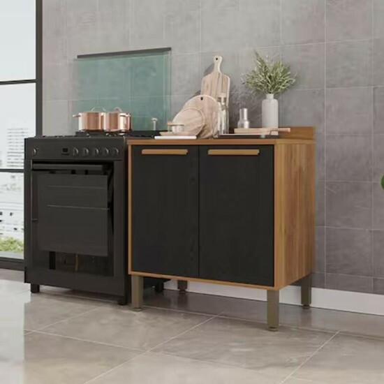 Balco Flrida Larg. 0.80m Cinamomo/Preto 2 Portas - Sallto