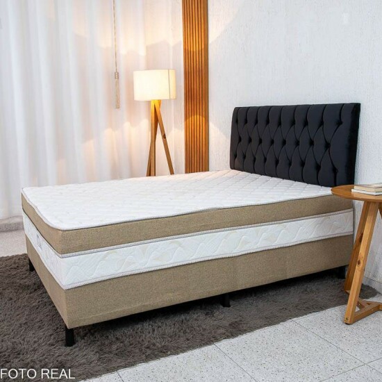 Painel Cabeceira Box Casal 1.40 Lavnia Veludo Preto