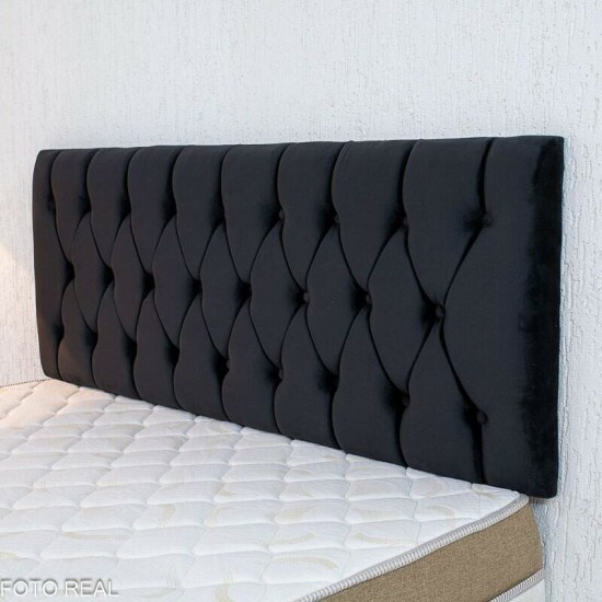 Painel Cabeceira Box Casal 1.40 Lavnia Veludo Preto