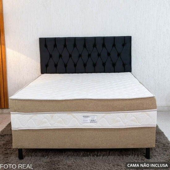 Painel Cabeceira Box Casal 1.40 Lavnia Veludo Preto