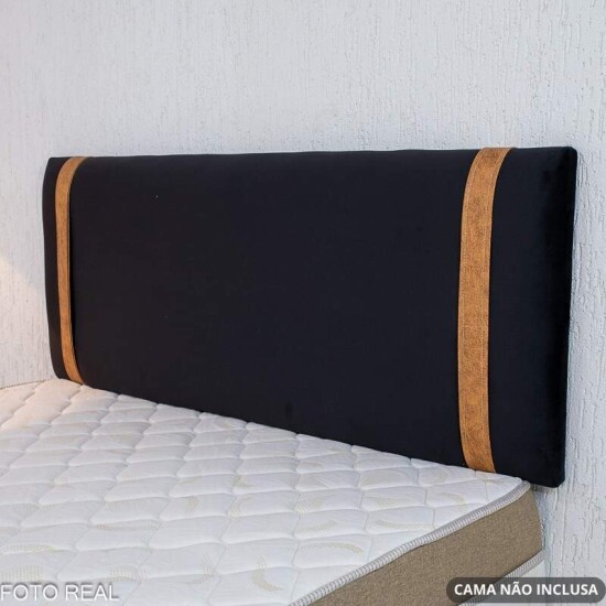 Painel Cabeceira Box Casal 1.40 Leticia Veludo Preto