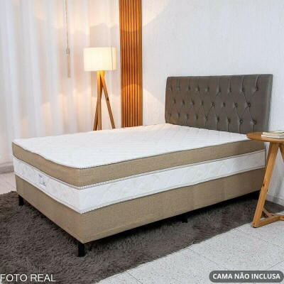 Painel Cabeceira Box Casal 1.40 Lavnia Veludo Cinza