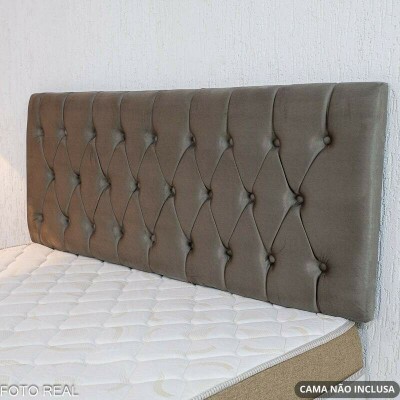 Painel Cabeceira Box Casal 1.40 Lavnia Veludo Cinza