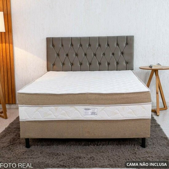 Painel Cabeceira Box Casal 1.40 Lavnia Veludo Cinza