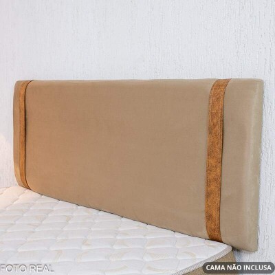 Painel Cabeceira Box Casal 1.40 Leticia Veludo Bege