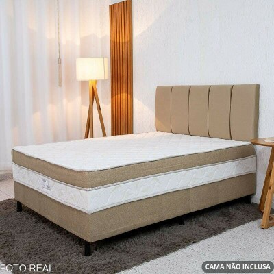 Painel Cabeceira Box Casal 1.40 Roma Veludo Bege