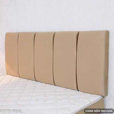 Painel Cabeceira Box Casal 1.40 Roma Veludo Bege