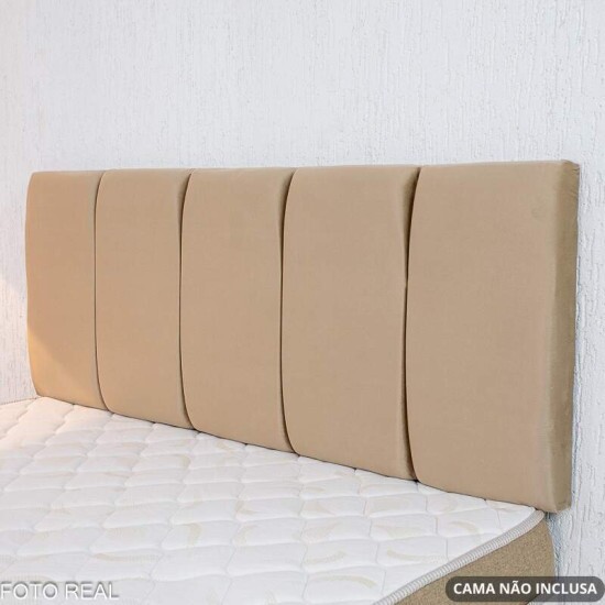 Painel Cabeceira Box Casal 1.40 Roma Veludo Bege