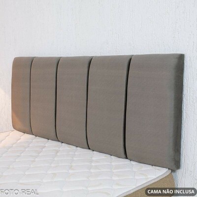 Painel Cabeceira Box Casal 1.40 Roma Veludo Cinza