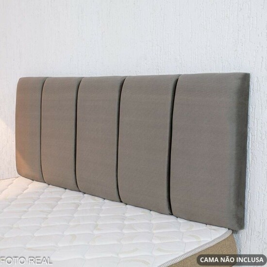 Painel Cabeceira Box Casal 1.40 Roma Veludo Cinza